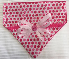 Pink Dots Ribbon Dog Bandana