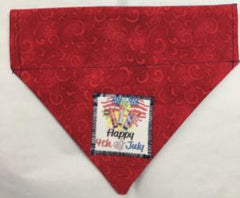 4th of July Reversible Through the Collar  Dog Bandana happy red